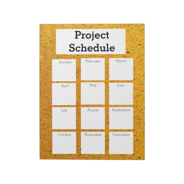 Monatlicher Projektplan orangefarben Notizblock (Rotiert)