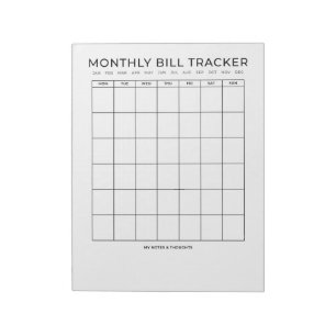 Monatlicher Rechnungs-Tracker-Kalender   Finanziel Notizblock
