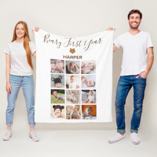 Monatliches Foto Baby erstes Jahr Fleecedecke