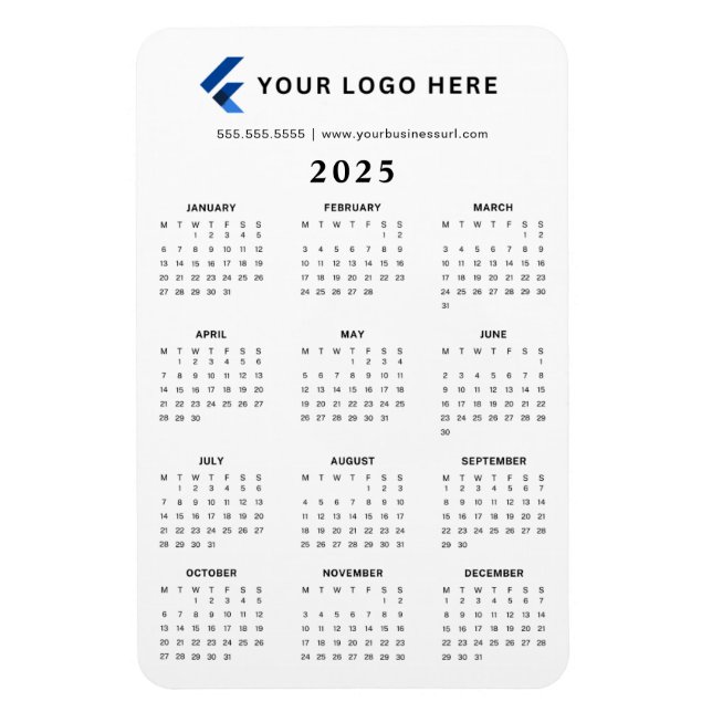 Monatliches Logo Minimalistisch 2025 Kalender Magnet (Vertikal)
