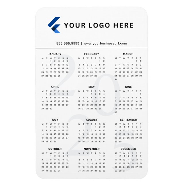Monatliches Logo Minimalistisch 2025 Kalender Magnet (Vertikal)