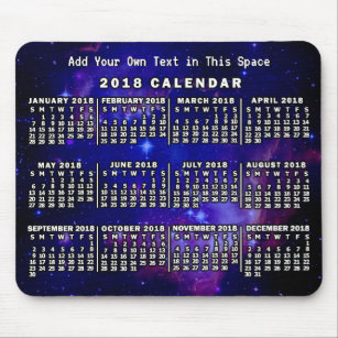 Monatskalender 2018 Benutzerdefinierter Weltraumne Mousepad