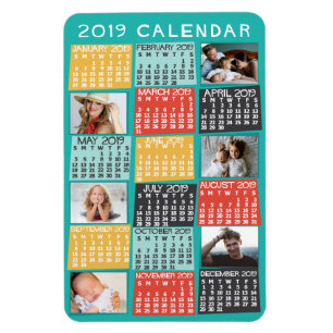 Monatskalender 2019 Modernes FotoCollage Magnet