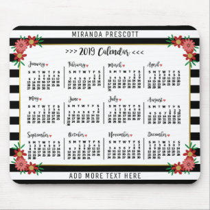 Monatskalender 2019   Preppy Floral Stripes Mousepad
