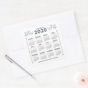 Monatskalender 2020 Individualisieren Quadratischer Aufkleber