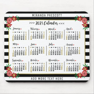 Monatskalender 2021   Preppy Floral Stripes Mousepad
