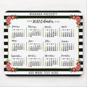 Monatskalender 2022   Preppy Floral Stripes Mousepad
