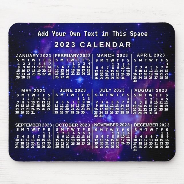Monatskalender 2023 Benutzerdefinierter Weltraumne Mousepad (Vorne)