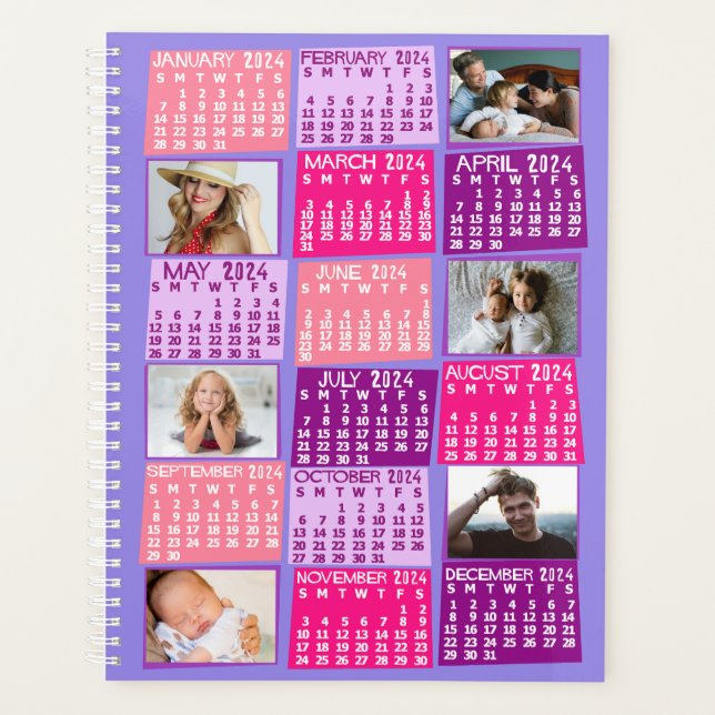 Monatskalender 2024 12 Fotomaterial Rosa Planer (Vorderseite)