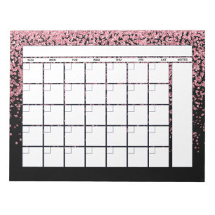 Monatskalender für den Glitzer "Black Blush Pink" Notizblock