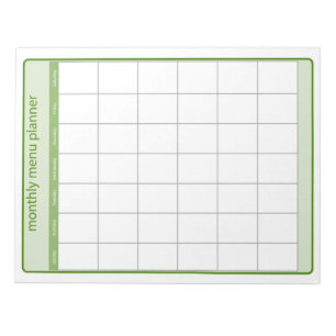 Monatsmenü-Planer-Notizblock Notizblock