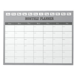 Monatsplaner Grauer Einfacher Kalender Notizblock