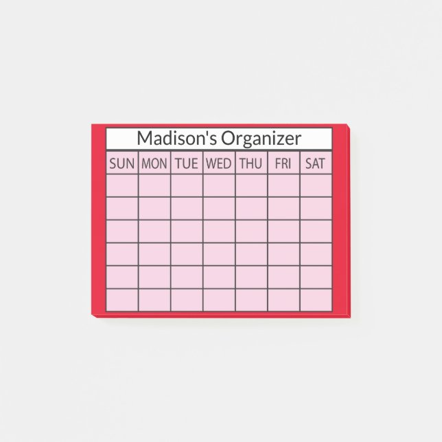 Monatsplaner Organisator Post-it Klebezettel (Vorderseite)