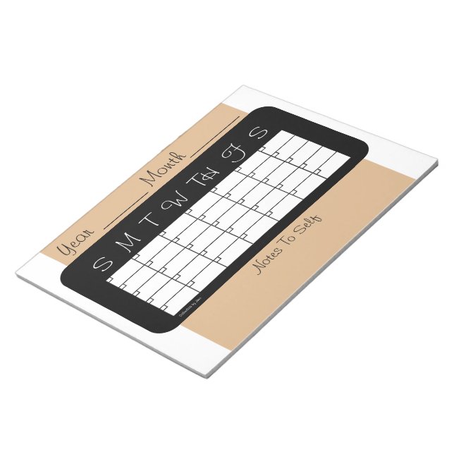 Monatsplaner Tan Kalender von Janz Notepad Notizblock (angewinkelt)