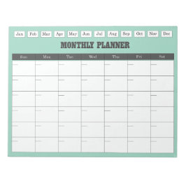 Monatsplaner Türkis Einfacher Kalender Notizblock