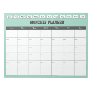 Monatsplaner Türkis Einfacher Kalender Notizblock