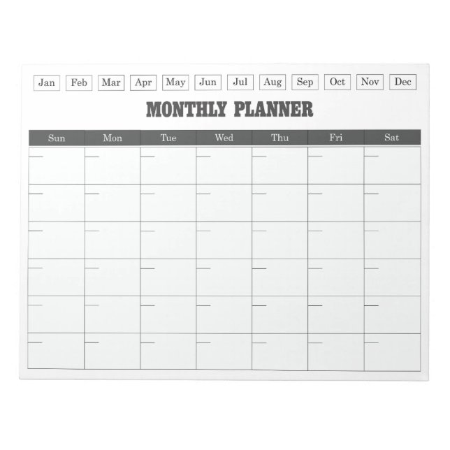 Monatsplaner Weiße einfache Kalender Notizblock (Vorderseite)