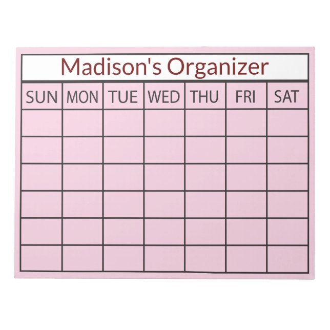 Monatsplangeschäft Notizblock (Vorderseite)