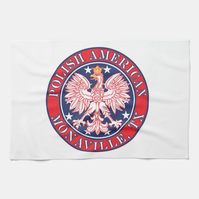 Monaville Texas Polnischer Adler Geschirrtuch (Horizontal)