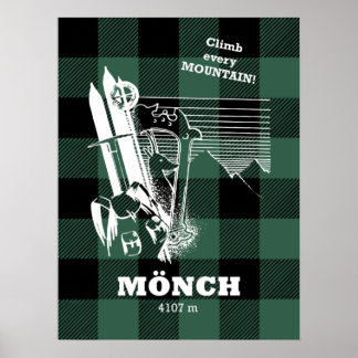 Mönch 4107 m Schweizer Alpen Moutaineering Poster