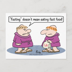 Mönch, der Fast Food Fastfood isst gemein Postkarte