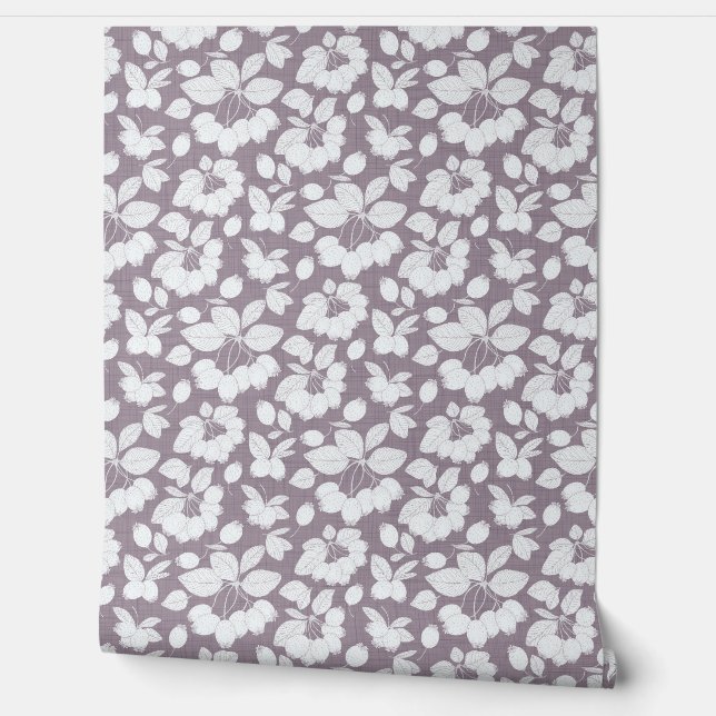 Monchrome Berry Branch Wallpaper Tapete (Abrollen)