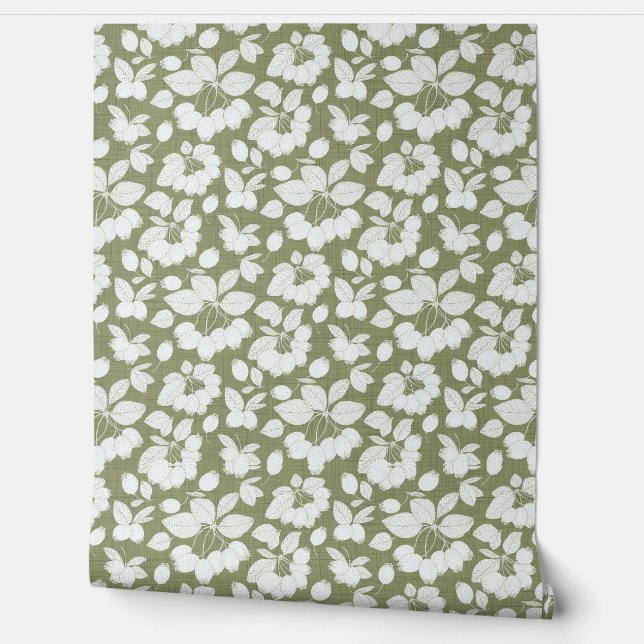 Monchrome Berry Branch Wallpaper Tapete (Abrollen)