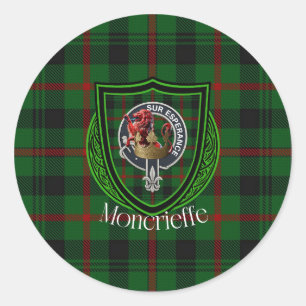 Moncrieffe-Schottischer-Clan-Tartan & -Wappen Runder Aufkleber
