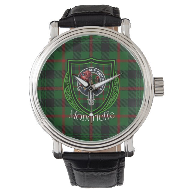Moncrieffe Scottish Clan Tartan & Crest Armbanduhr (Vorderseite)