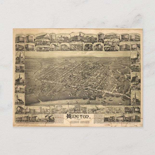 Moncton New Brunswick Canada (1888) Postkarte (Vorderseite)