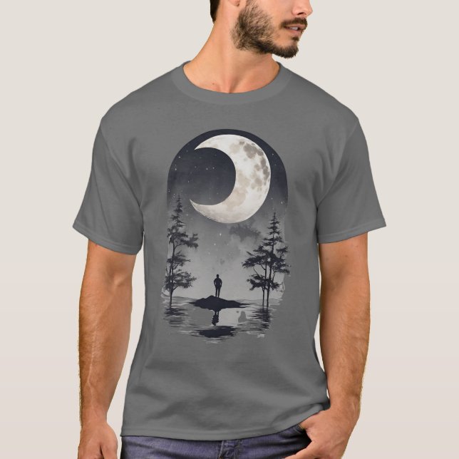 Mond 8 Licht, Mondlicht, Satellit, Himmelsstrahlen T-Shirt (Vorderseite)