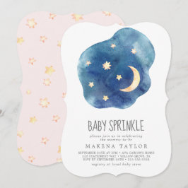 Mond and Stars Girl Baby Sprinkle Einladung