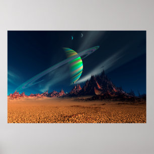 Mond-Ansicht des Planeten Newerades Poster