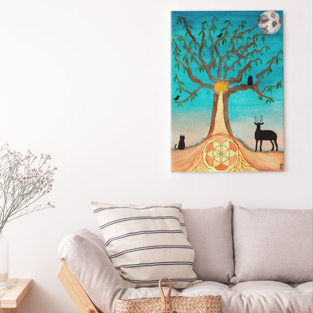 Mond Aquarell Baum Des Lebens Kunst Poster (Von Creator hochgeladen)