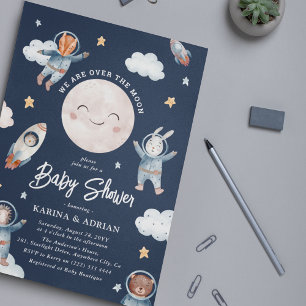 Mond-Astronaut Weltraum-Baby-Party Einladung