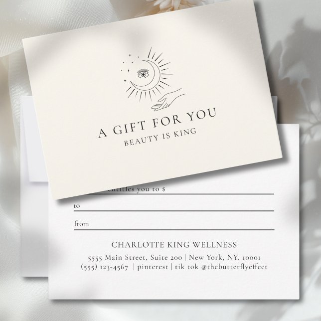 MOND AUGE HAND STERNE GESCHÄFTSGEBÜHRT-SCHEIN  (MOON EYE HAND STARS BUSINESS GIFT CERTIFICATE)
