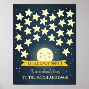 Mond-Baby-Baby-Shower-Gästebuch Sterne Zum Mond Poster