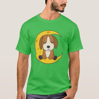 Mond Beagle Süße Tiere Für Freunde in der Nacht T-Shirt