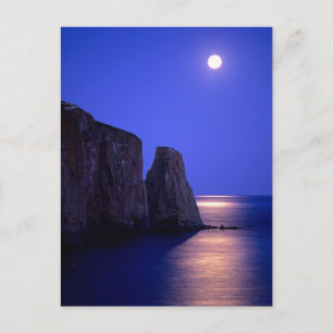 Mond bei Dämmerung Perce-Felsen Gaspé-Küste Queb Postkarte