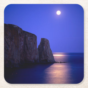 Mond bei Dämmerung   Perce-Felsen Gaspé-Küste Queb Rechteckiger Pappuntersetzer