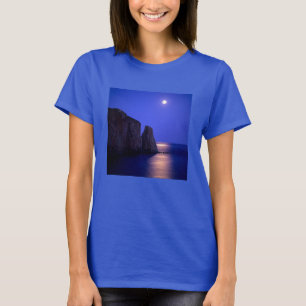 Mond bei Dämmerung Perce Rock Gaspe Küste Quebec T-Shirt