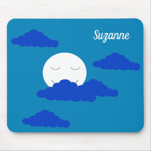 Mond bei frühem Dämmerlicht: Blau Mousepad