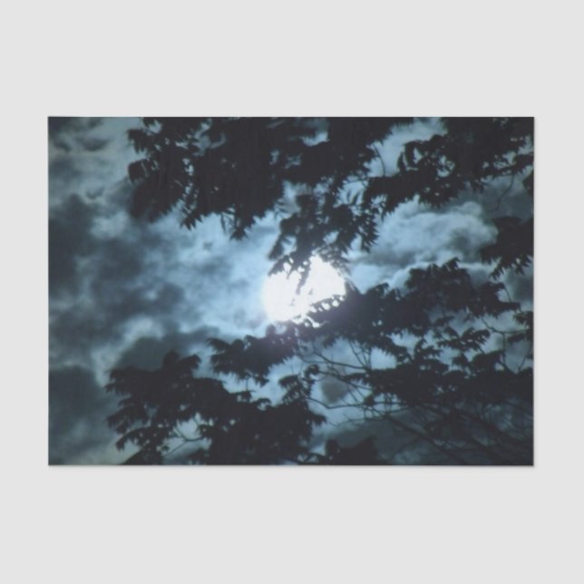 Mond belichtet die Nacht hinter Baumasten Seidenpapier (Vorderseite)