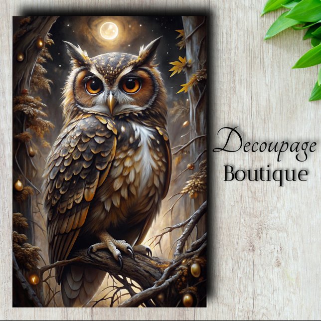 Mond-Beobachter-Eule Decoupage Seidenpapier (Moon Watcher Owl Decoupage Tissue Paper)
