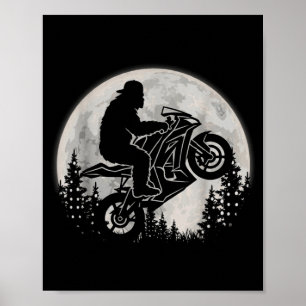 Mond Bigfoot fährt ein Motorrad Fahrrad Lustig Poster