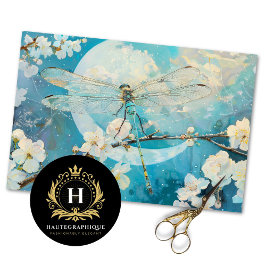 Mond-Blüten Dragonfly Vintag florale Decoupage Seidenpapier
