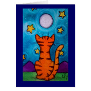 Mond, der Katze anstarrt