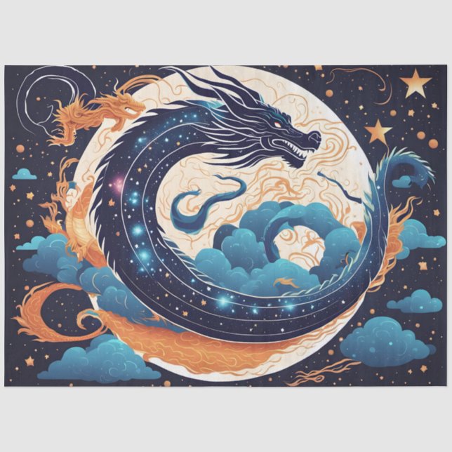 Mond-Drache-Seidenpapier Seidenpapier (Vorderseite)