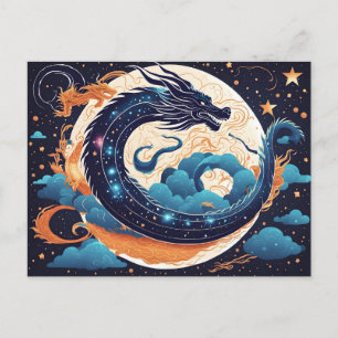 Mond-Drachen-Postkarte Postkarte