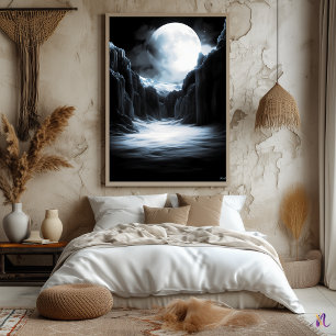 Mond-Eis-Canyon – Monochrome mondbeschienene Lands Poster